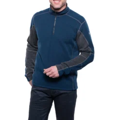 KUHL Men's Revel™ 1/4 Zip 2024 -Snow Gear Shop 3007 revel qtr zip navy steel front