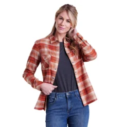 KUHL Women's Tess™ Flannel Long Sleeve 2024 -Snow Gear Shop 8457 TessFlannelLS AutumnSpice Front