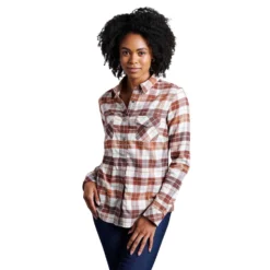 KUHL Women's Tess™ Flannel Long Sleeve 2024 -Snow Gear Shop 8457 TessFlannelLS Cinnamon Front