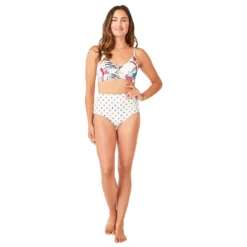 Carve Designs Women's Erin Revs Bottom -Snow Gear Shop CARVE DESIGNS ERIN REVERSIBLE SWIM BOTTOM IN BOTANICAL CLOUD POLKA DOT FRONT min