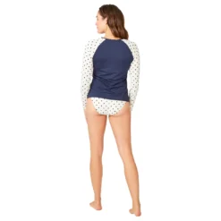 Carve Designs Women's Kona Rashguard -Snow Gear Shop CARVE DESIGNS KONA RASHGUARD NAVY POLKA DOT BACK min