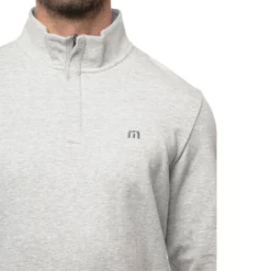 Travis Mathew Men's Cloud Quarter Zip 2.0 Fleece -Snow Gear Shop CLOUD QZIP HLGREY 4