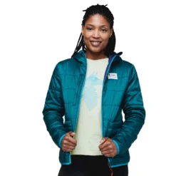 Cotopaxi Women's Teca Calido Hooded Jacket -Snow Gear Shop COTOPAXI WOMENS TECA CALIDO HOODED JACKET VIDEO TAPE MODEL FRONT 2 min
