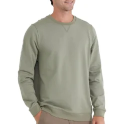 Free Fly Men's Bamboo Heritage Fleece Crew 2023 -Snow Gear Shop FREE FLY MENS BAMBOO HERITAGE FLEECE CREW GREEN MOSS FRONT min