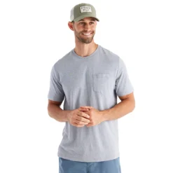 Free Fly Men's Bamboo Heritage Pocket Tee 2023 -Snow Gear Shop FREE FLY MENS BAMBOO HERITAGE POCKET TEE LIGHT HEATHER GREY FRONT min