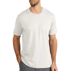 Free Fly Men's Bamboo Heritage Pocket Tee 2023 -Snow Gear Shop FREE FLY MENS BAMBOO HERITAGE POCKET TEE WHITE CAP FRONT min