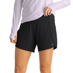 Free Fly Women's Bamboo Lined Breeze Short - 6 2023 -Snow Gear Shop FREE FLY WOMENS BAMBOO LINED BREEZE SHORT 6 IN BLACK FRONT min
