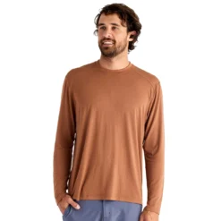 Free Fly Men's Bamboo Shade Long Sleeve 2023 -Snow Gear Shop FREEFLY MENS BAMBOO SHADE LONG SLEEVE SHIRT DESERT SAND RED FRONT min