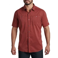 Kuhl Men's Stretch Stealth Short Sleeve Shirt -Snow Gear Shop KUHL MENS STEALTH SHIRT RUSTIC RED FRONT min