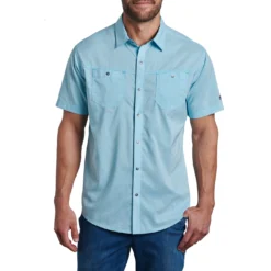 Kuhl Men's Stretch Stealth Short Sleeve Shirt -Snow Gear Shop KUHL MENS STEALTH SHIRT SEA BREEZE FRONT min