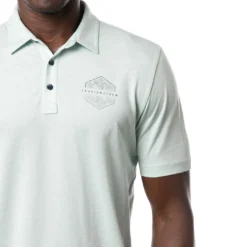 Travis Mathew Men's Sun Rays Polo -Snow Gear Shop TRAVIS MATHEW MENS SUN RAYS POLO HEATHER NEPTUNE GREEN DETAIL min