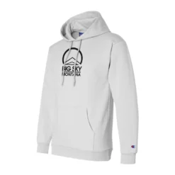 Champion Big Sky Eco Powerblend 2 Logo Hoodie -Snow Gear Shop UPDATED WHITE BIG SKY PB HOOD ANGLE