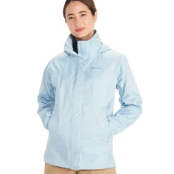 Marmot Women's PreCip Eco Jacket -Snow Gear Shop W PRECIP ECO JACKET TIDE BLUE FRONT min 1